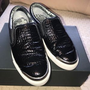 Ted Baker slip on black patent sneakers